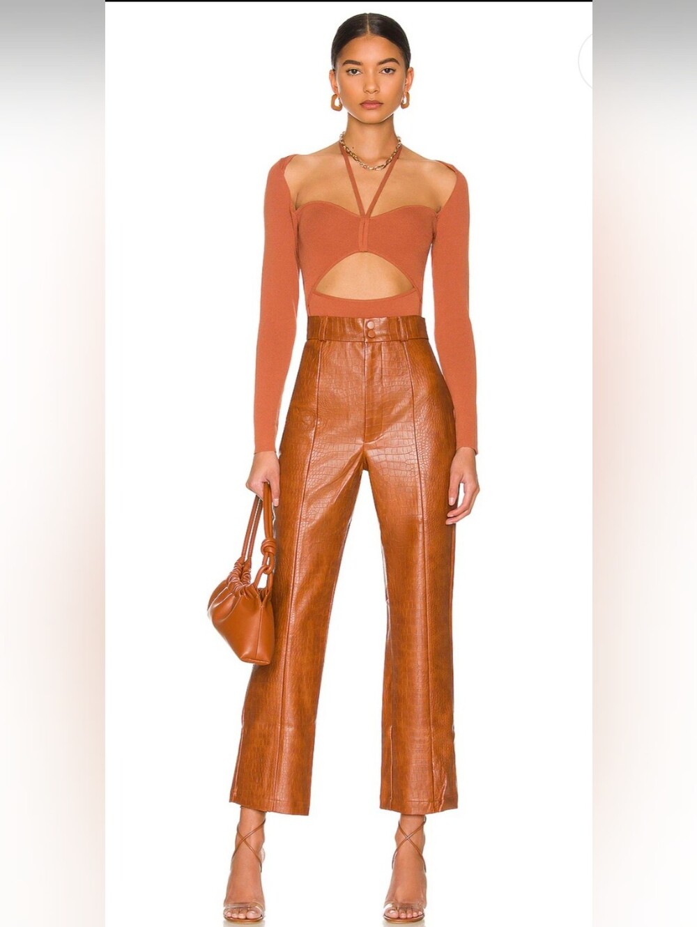 Croc Faux Leather Pant in Tan Croc
Bardot